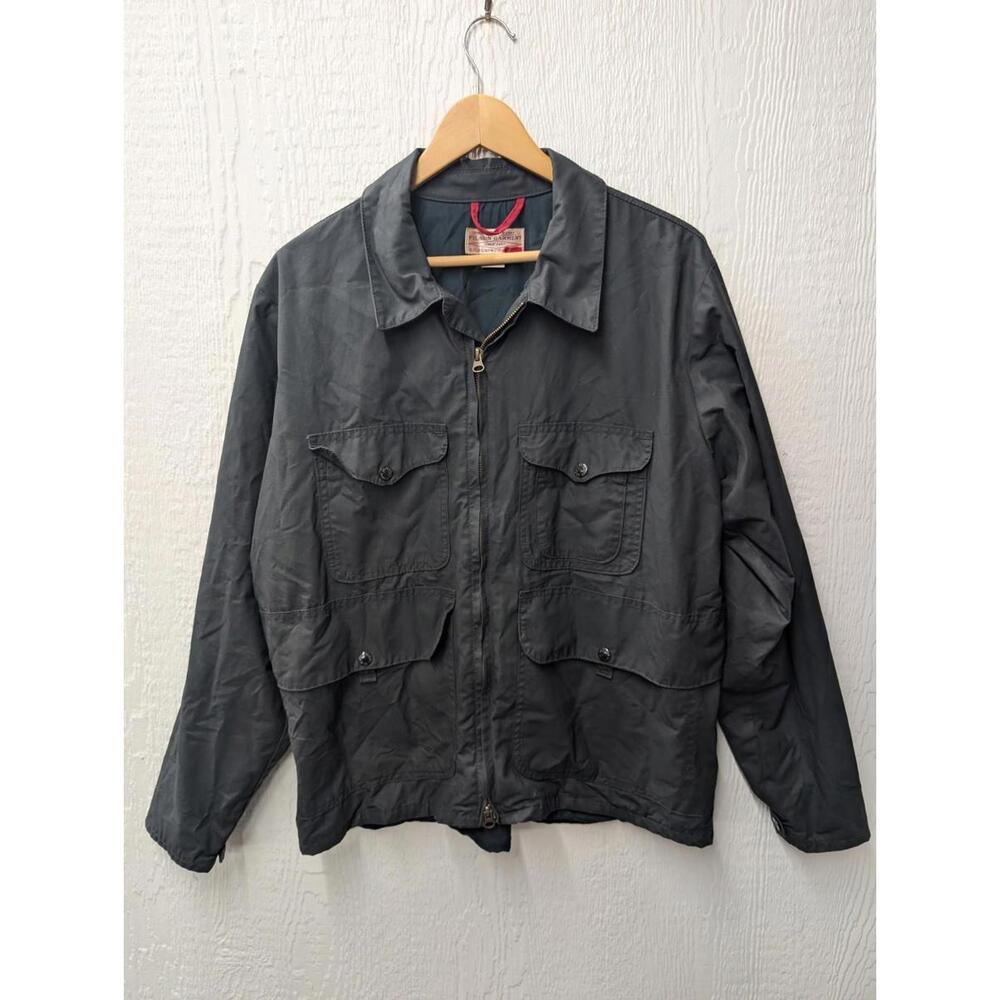 Filson Bell Bomber Waxed Cotton Navy Blue Full Zip Jacket Men's Size Large